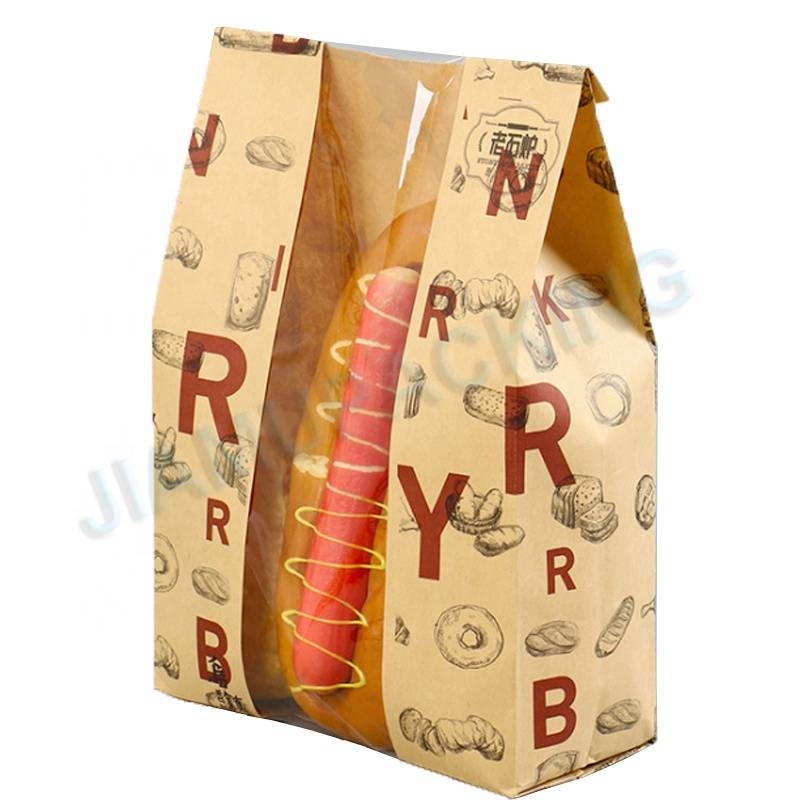 Food Bag For Sandwich/hamburg/bread Food Industrial Use Biodegradable Kraft Paper Gravure Printing Disposable Custom Size Accept